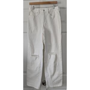 Old Navy White Distressed OG Loose High Waist Jeans